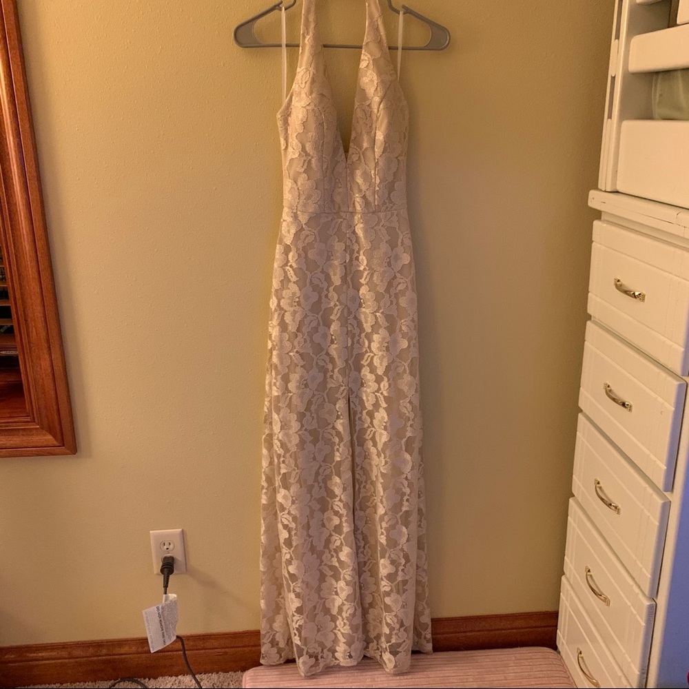 Windsor Tan/Nude Lace Sexy Formal Dress